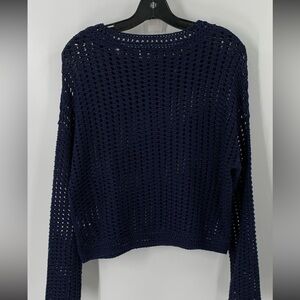 Navy Blue Crochet Vince Sweater - S
